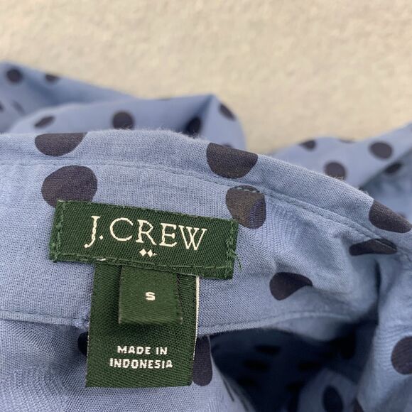 J.CREW Popover Shirt Womens Size 2 Polka Dot Jacquard Blue Sheer Career - Picture 16 of 16